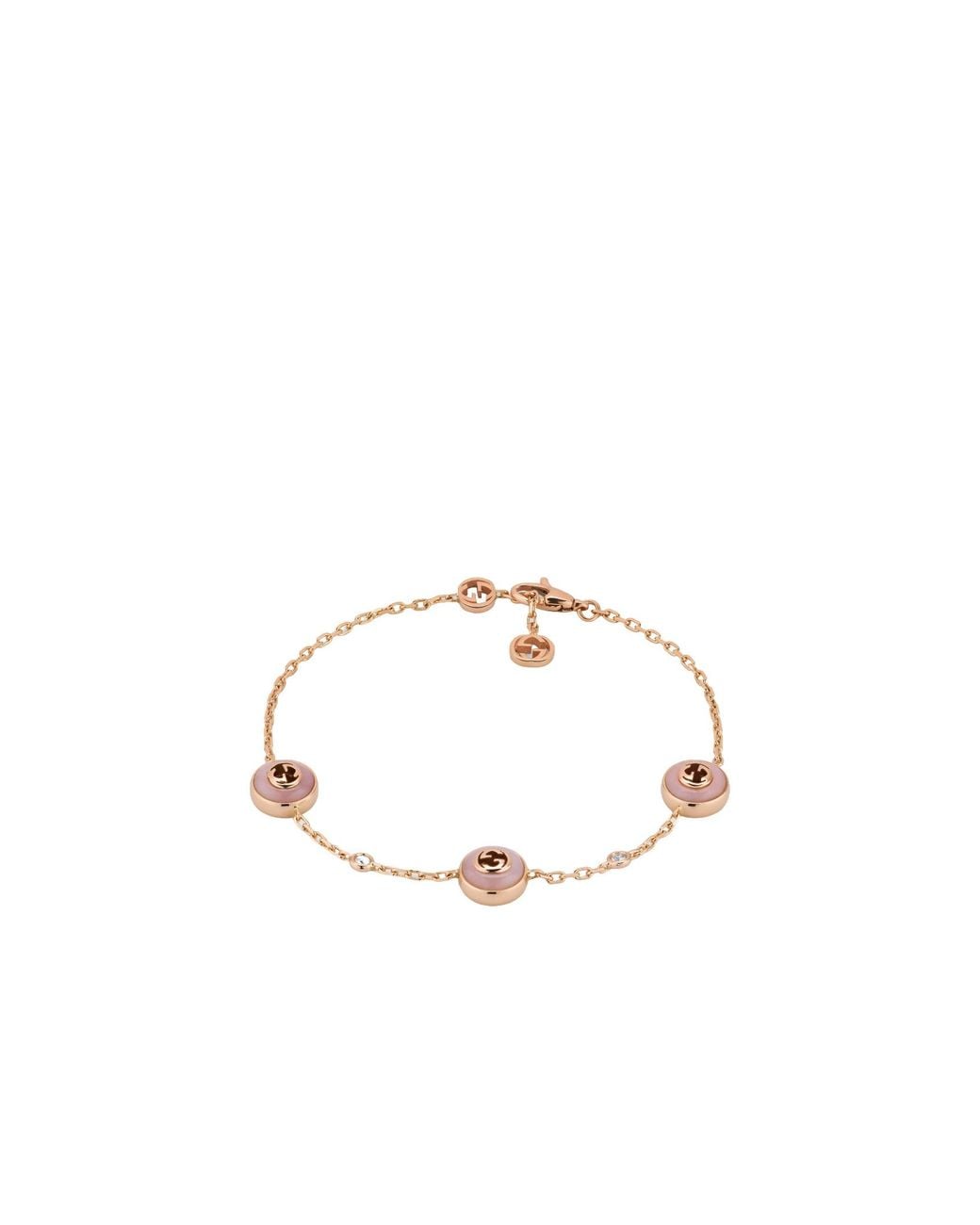 Gucci White Interlocking 18K Chain Bracelet