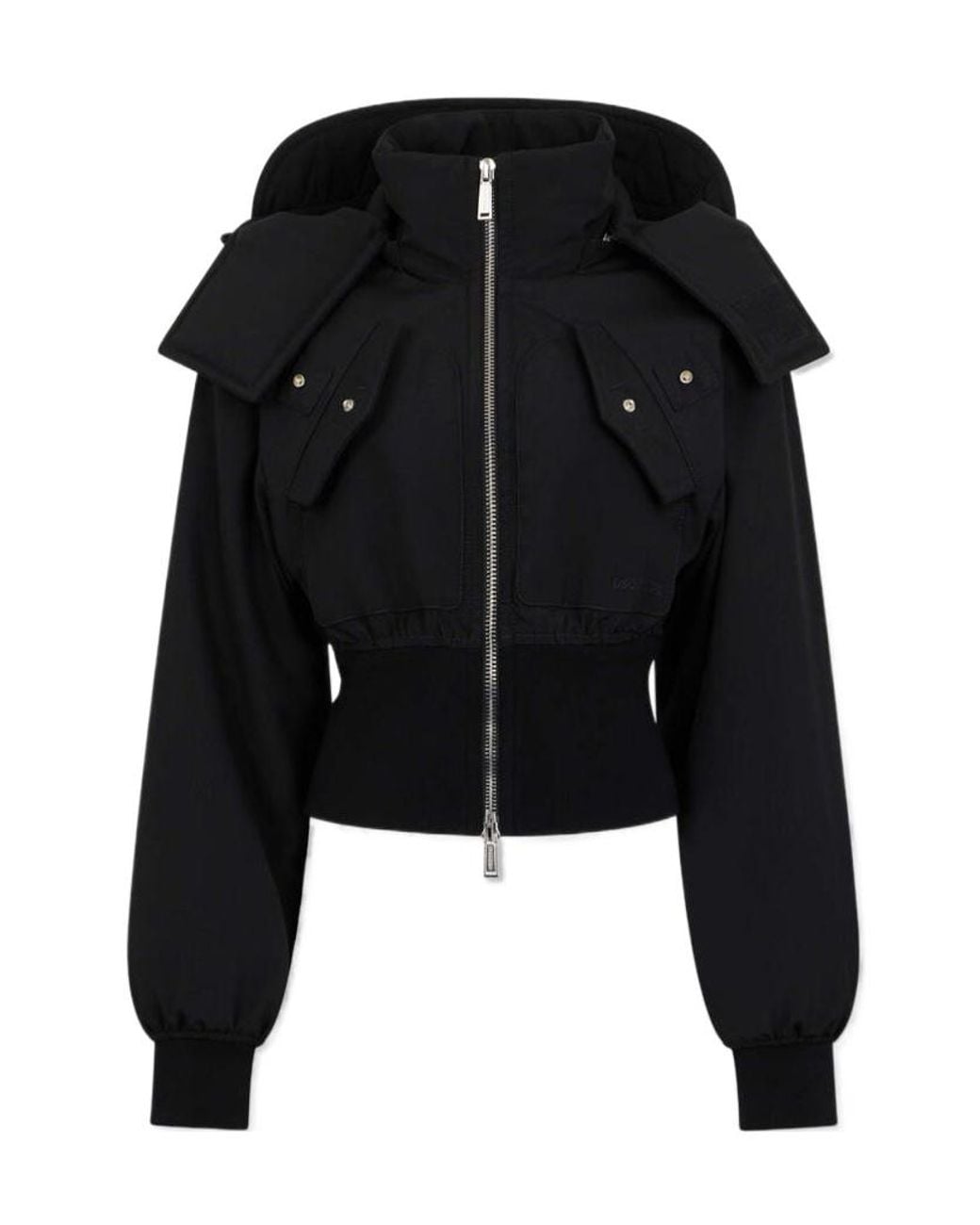 DSquared² Black Detachable Hood Cropped Hooded Jacket