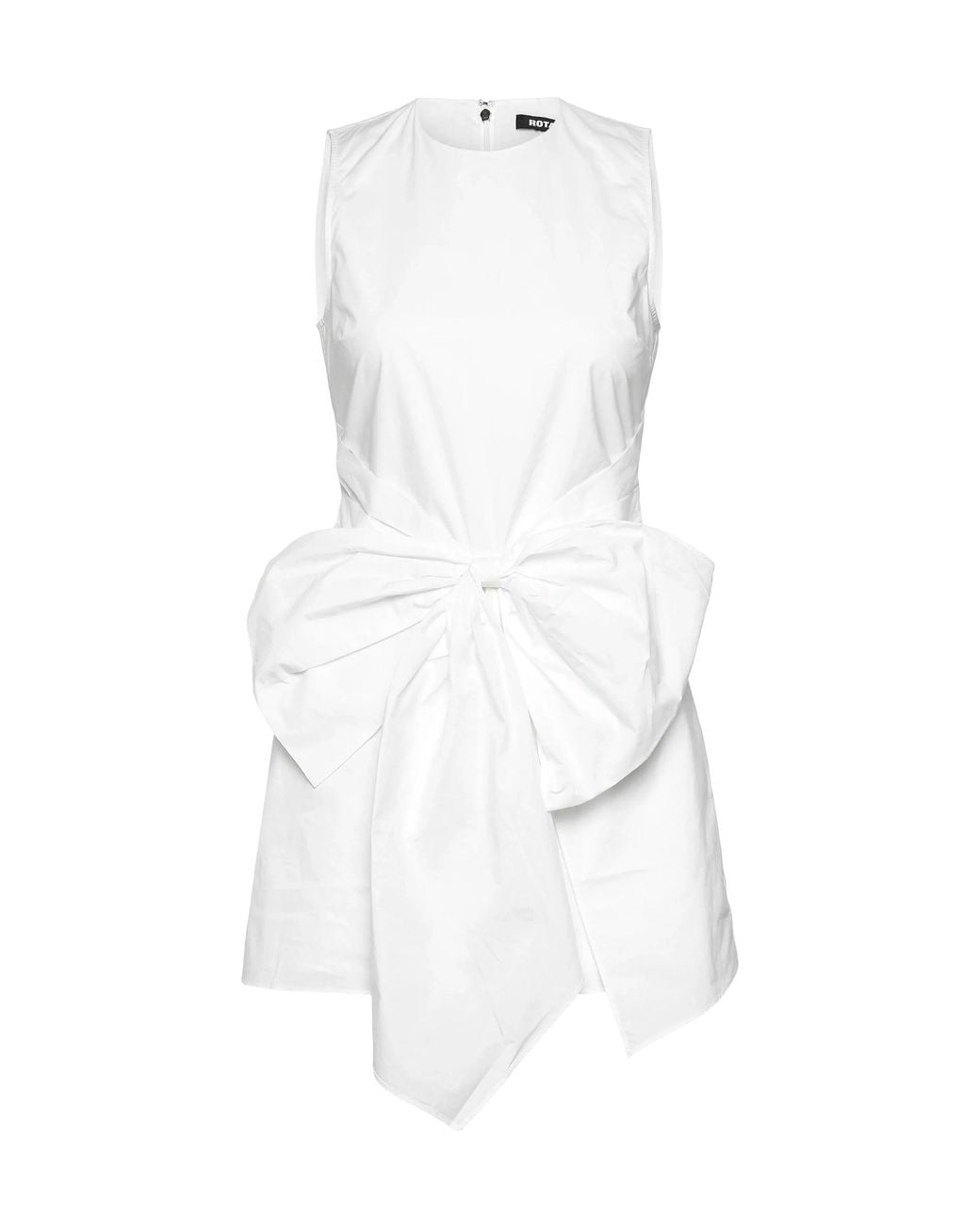 ROTATE BIRGER CHRISTENSEN White Sleeveless Dress W/ Bow Bright