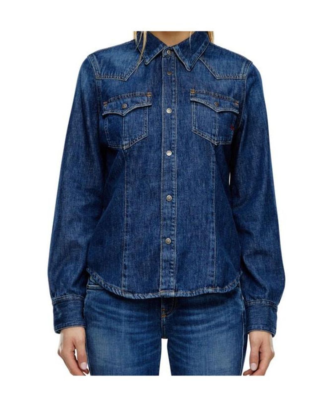 DIESEL Blue De-Waves Western Denim Shirt