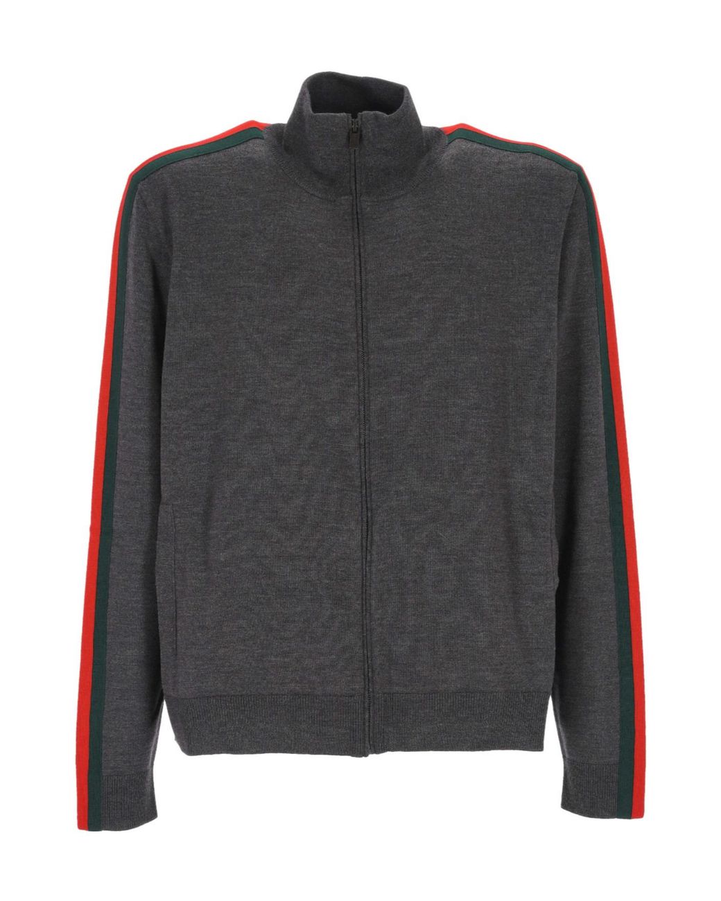 Gucci Gray Fine Wool Zip Jacket With Web for men
