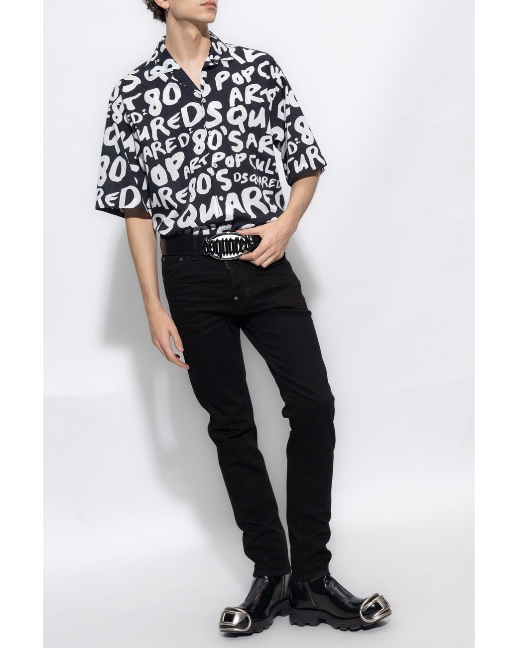 DSquared² Blue 80's Pop-Printed Short Sleeved Shirt for men