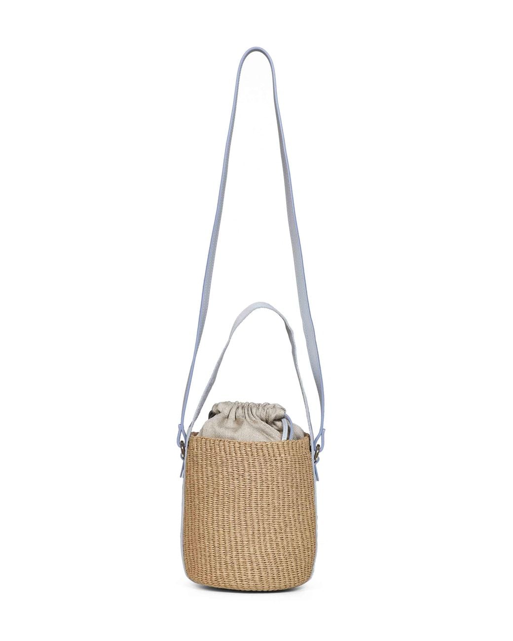 Chloé White Chloé Woody Drawstring Small Basket Bag