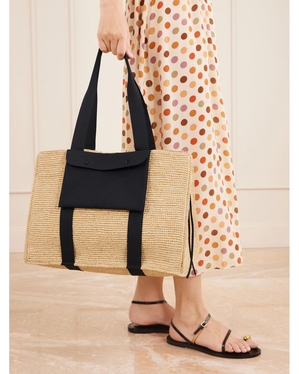 Eres Black Raffia Tote Bag
