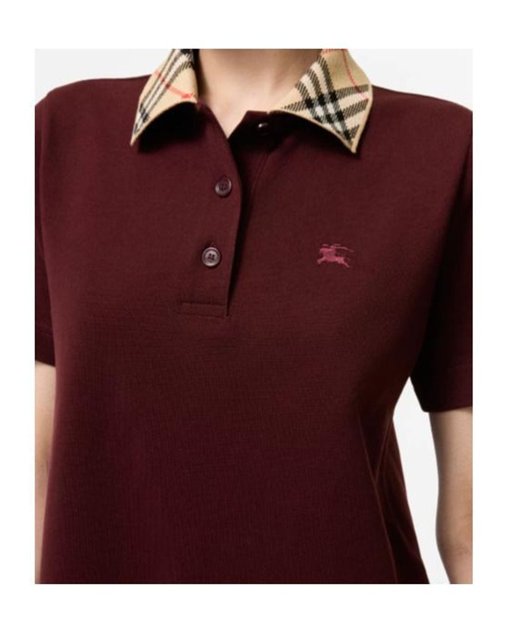 Burberry Red Check Collar Polo Shirt Dress