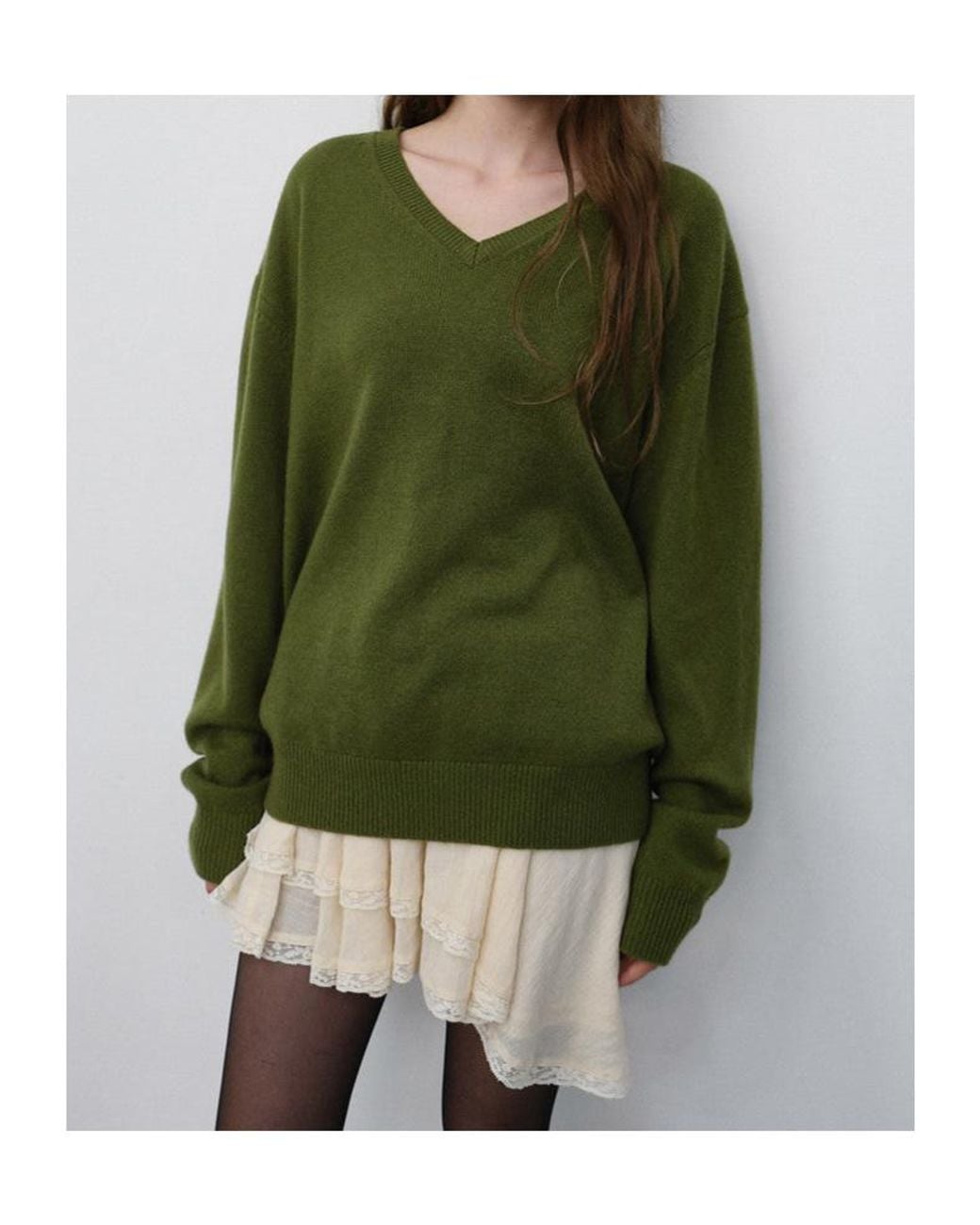 DUNST Green V-Neck Sweater for men