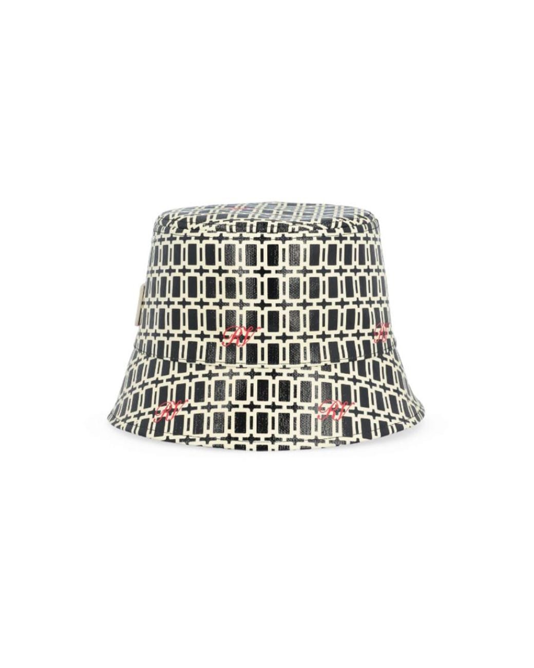 Roger Vivier White Geometric Pattern Printed Fisher Hat