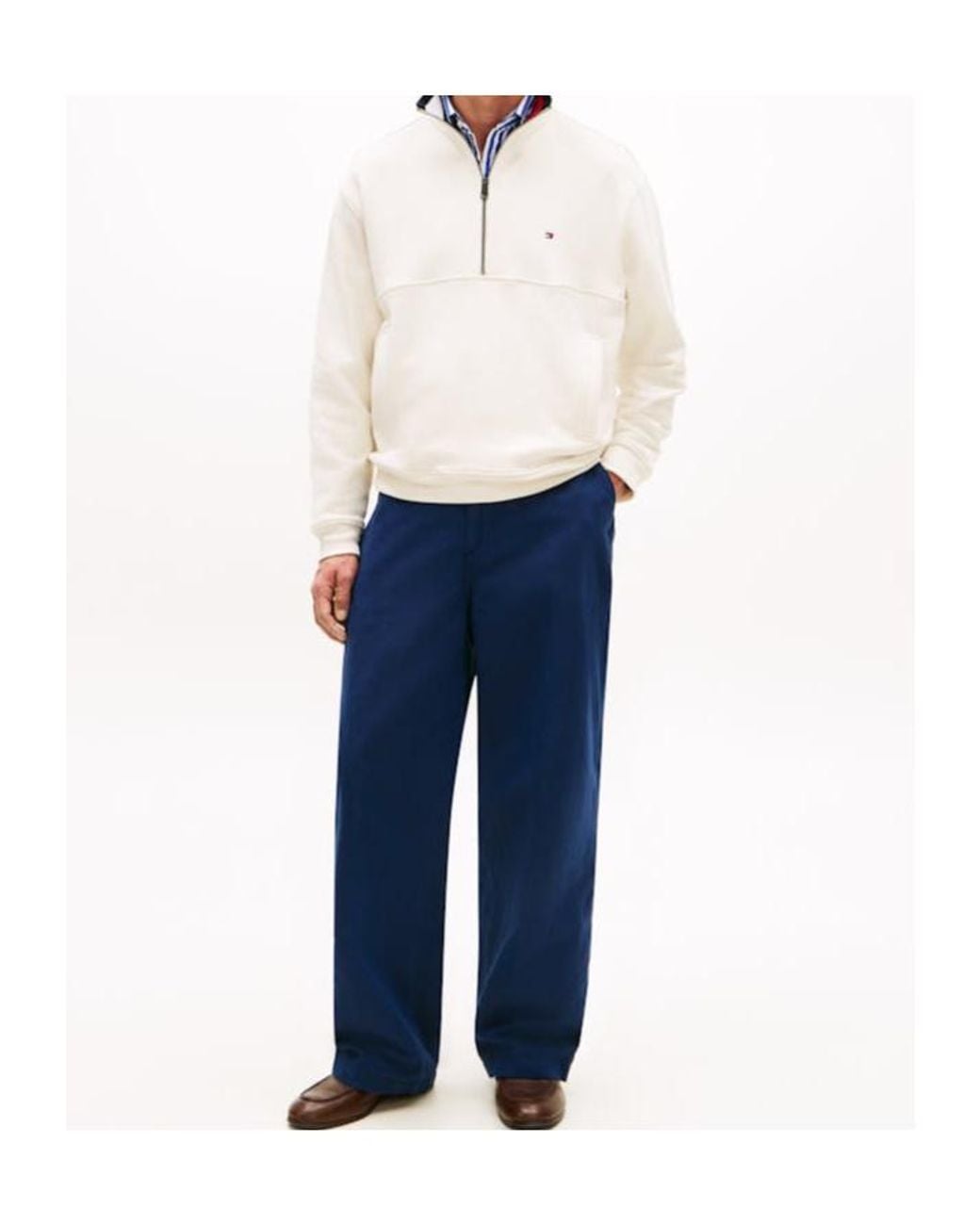 Tommy Hilfiger White Quarter-Zip Flag Sweater for men