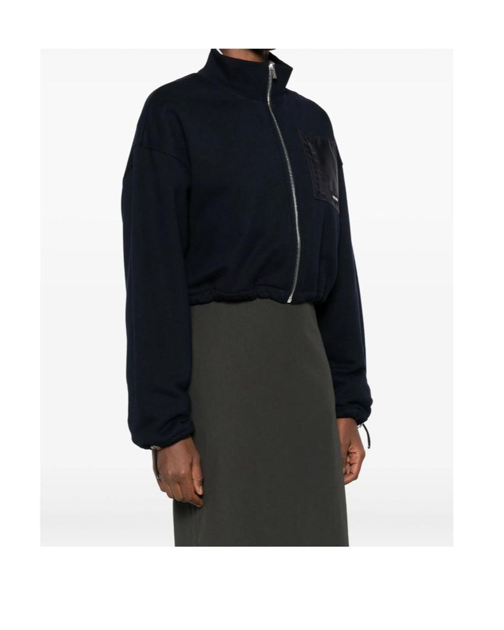 Miu Miu Blue Zip-Up Cropped Sweatshirt