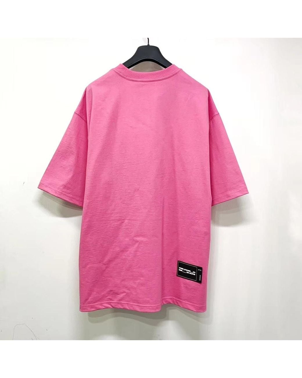we11done Pink Logo-Print Crew-Neck T-Shirt for men