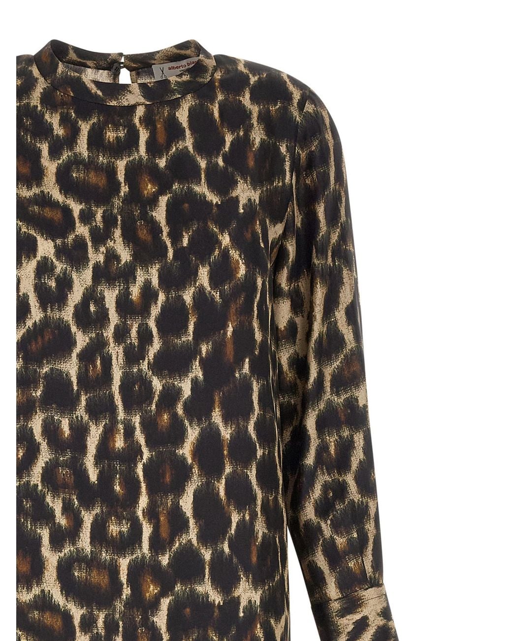 Alberto Biani Multicolor Jaguar Print Long-Sleeve Dress