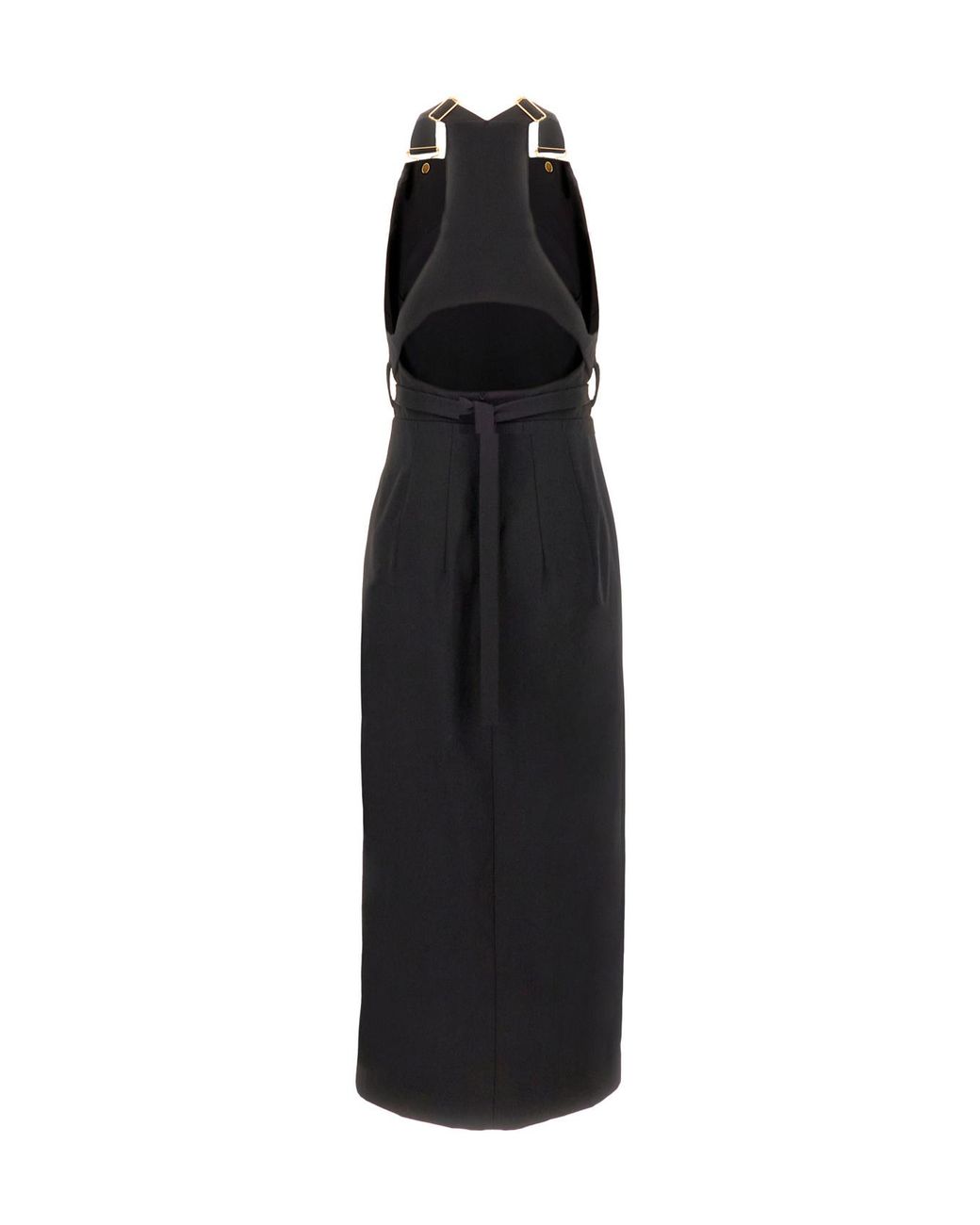 Patou Black Cut-Out Sleeveless Pinafore Dress