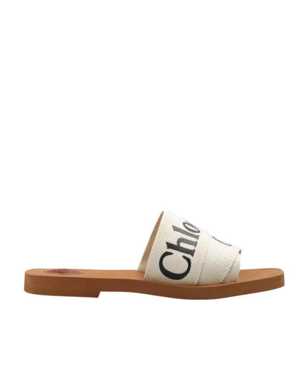 Chloé White Chloé Logo Printed Slip-On Sandals