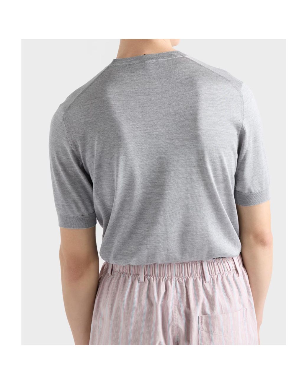 Prada Gray Short-Sleeved Silk Sweater for men