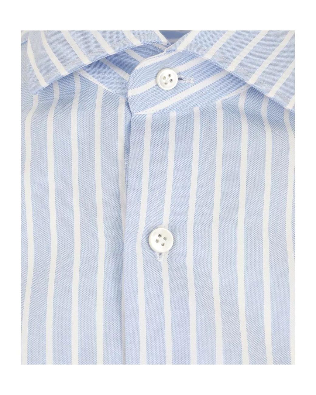 Barba Napoli Blue Culto Straight-Hem Striped Shirt for men