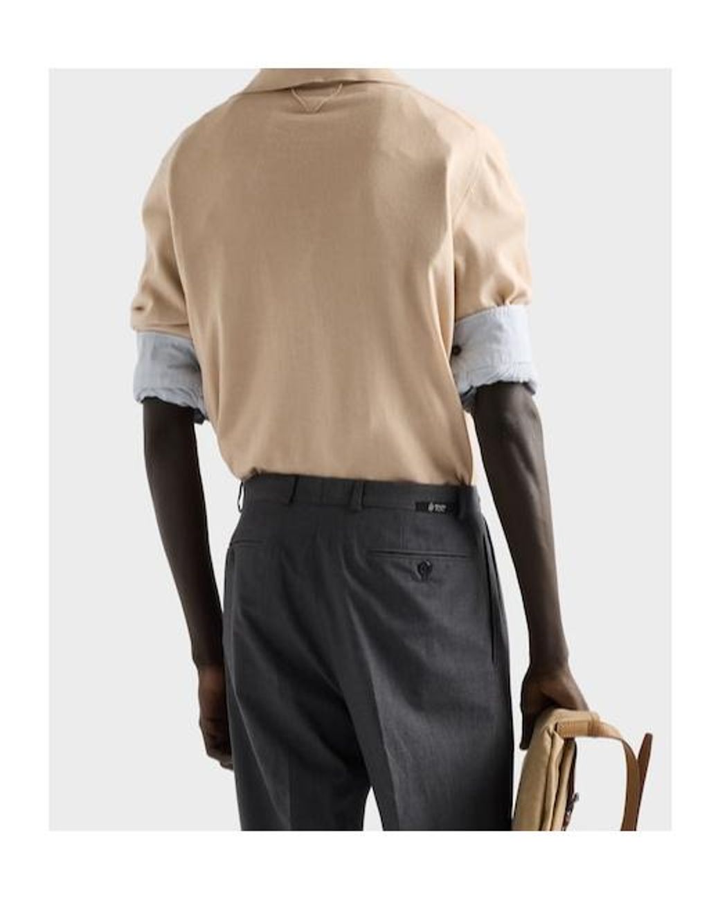 Prada Natural Cashmere And Silk Polo Shirt for men