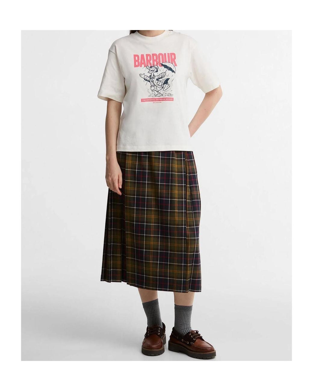 Barbour Black Irene Tartan Midi Skirt