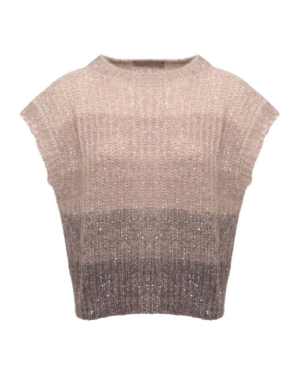 D.exterior Multicolor Sequinned Gradient Knitted Top