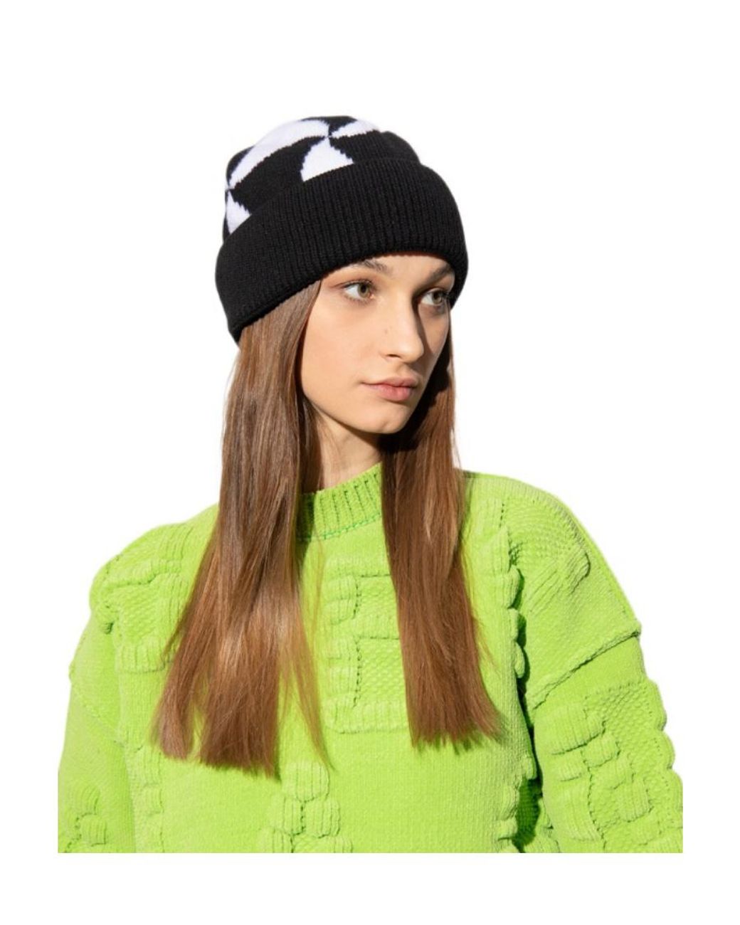 Bottega Veneta Black Patterned Wool Beanie