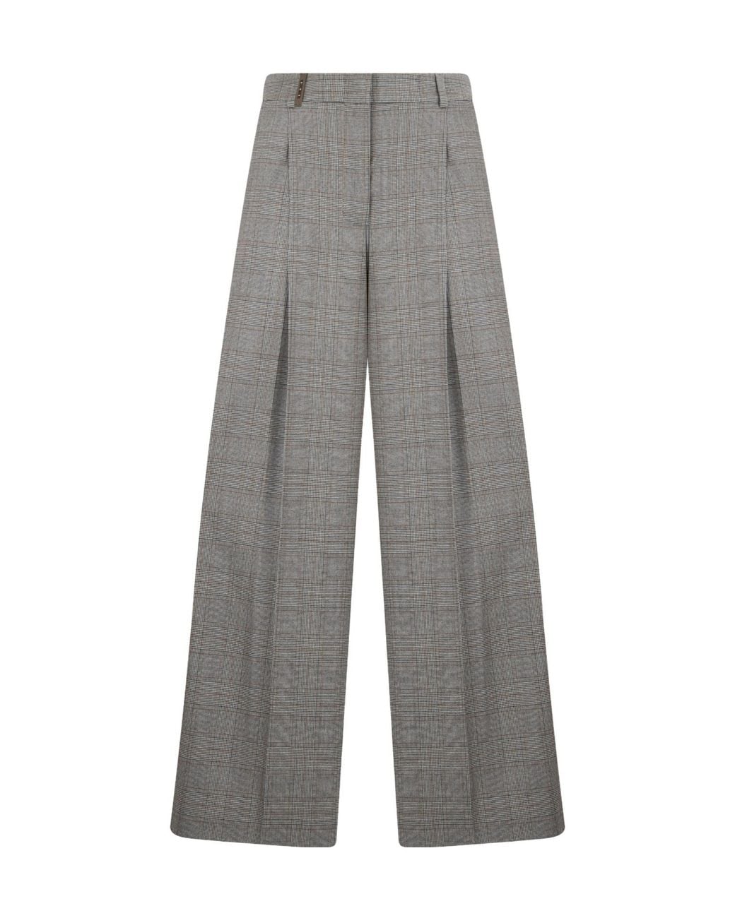 Peserico Gray Pleated Wide-Leg Pants