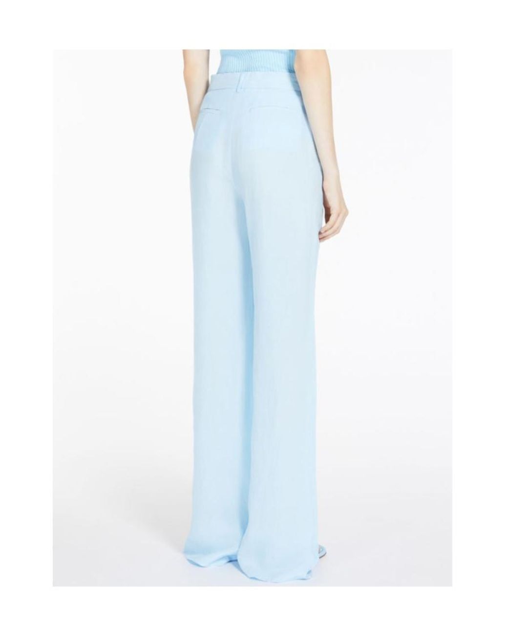 Sportmax Blue High Waist Straight Leg Pants