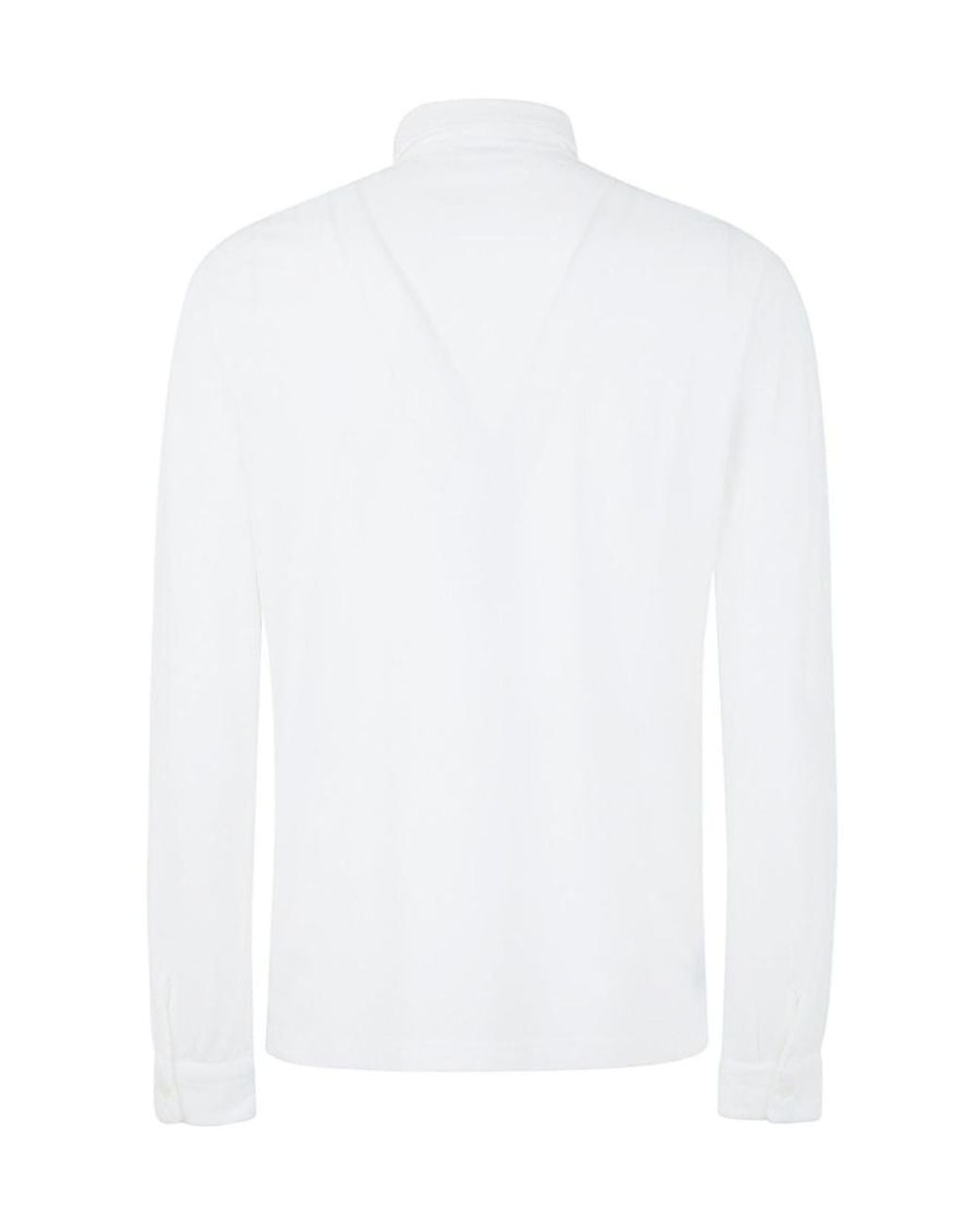 Zanone White Long Sleeve Polo Shirt for men