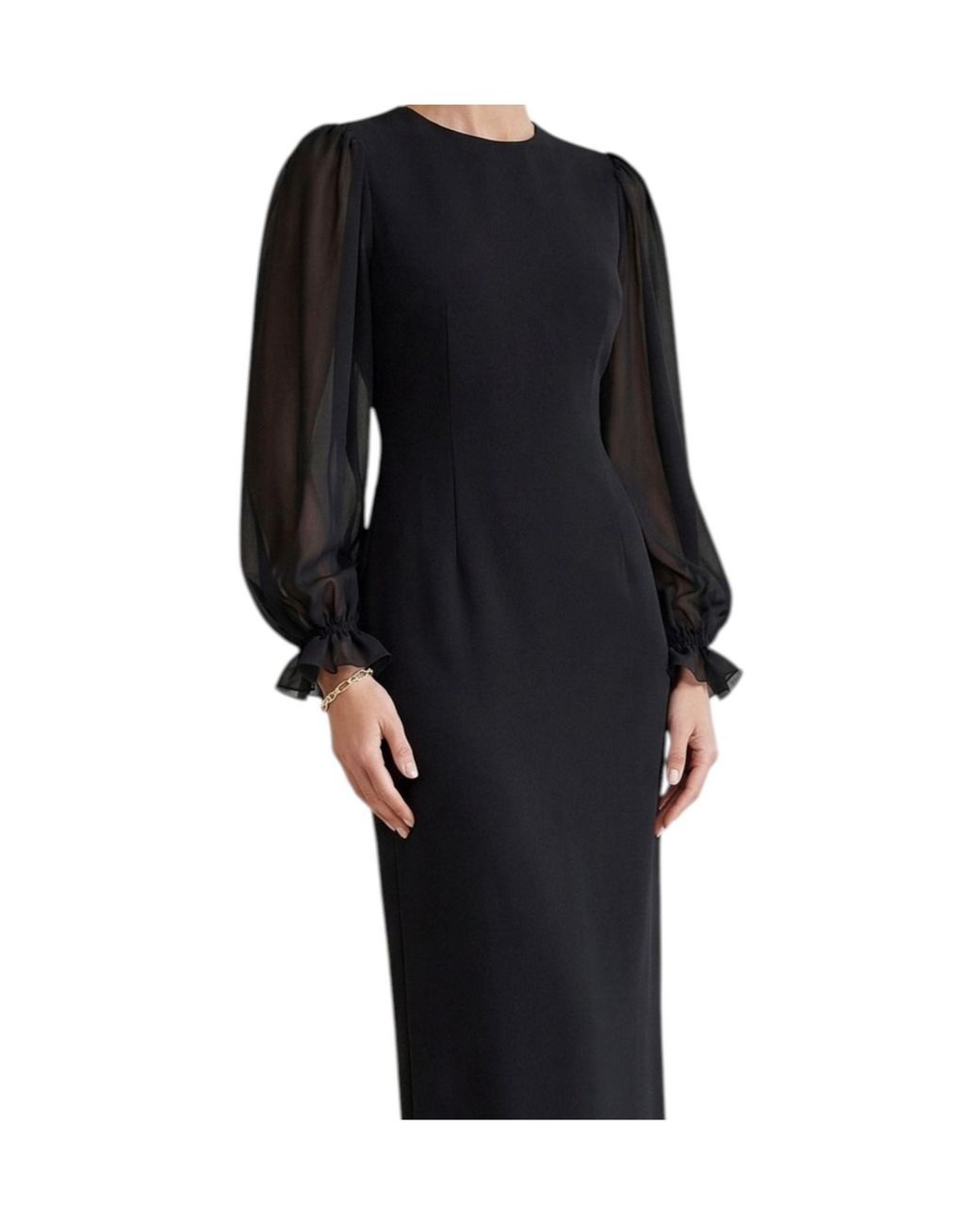 Dolce & Gabbana Black Puff Sleeved Midi Dress