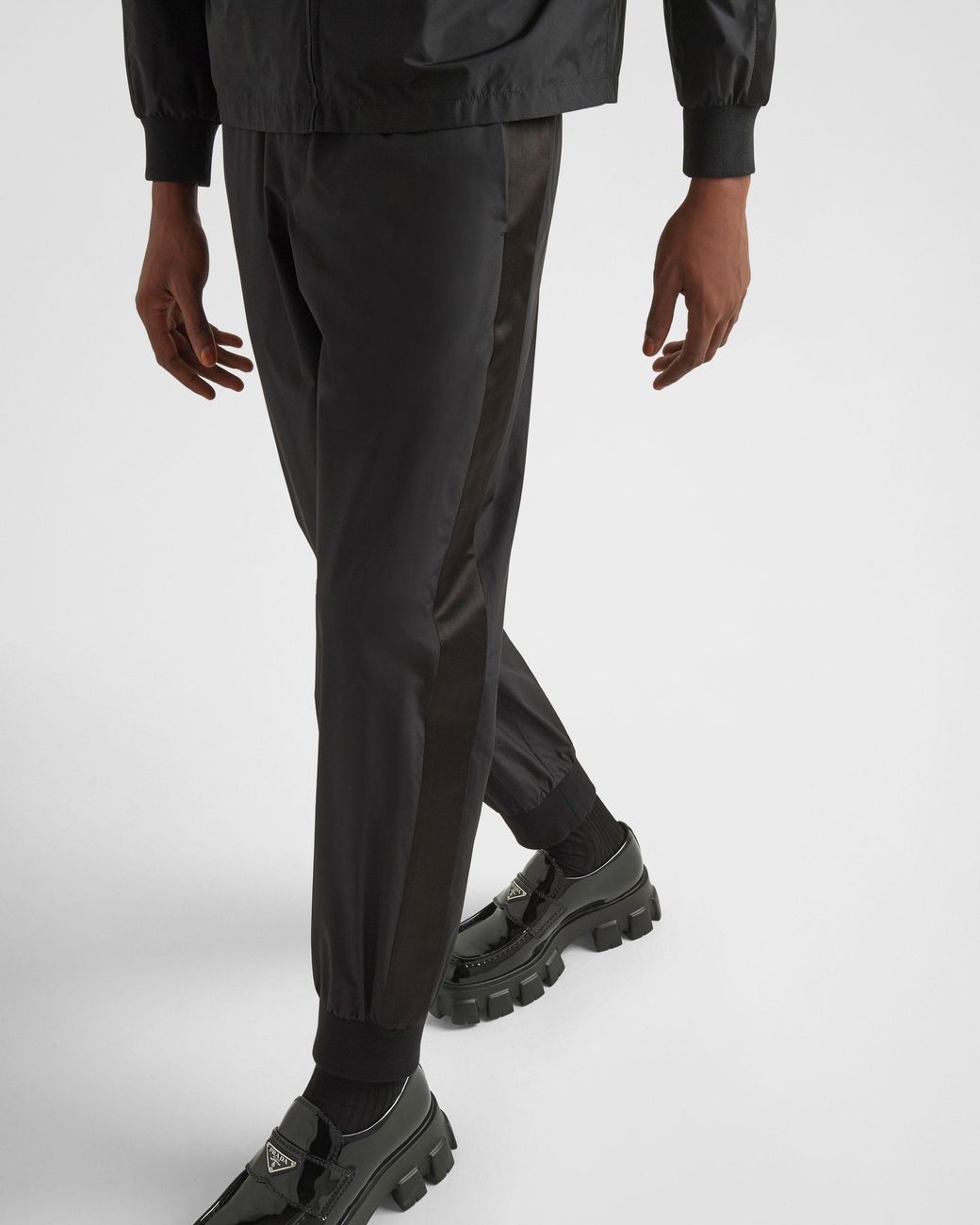 Prada Black Mid-Rise Straight-Leg Track Pants for men