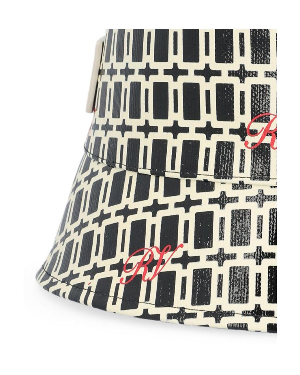 Roger Vivier White Geometric Pattern Printed Fisher Hat