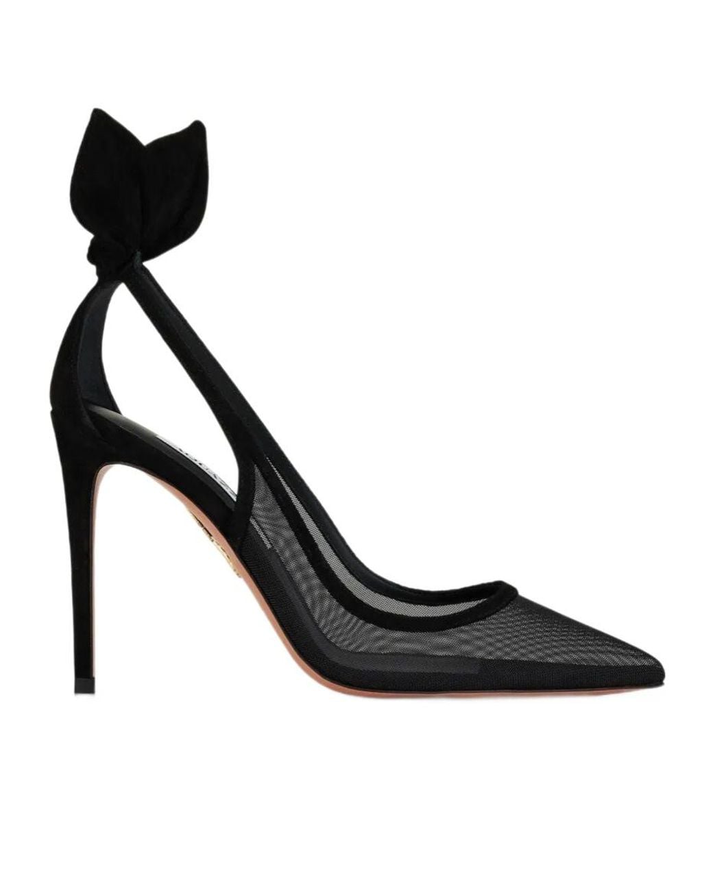 Aquazzura Black Bow Tie Mesh Heeled Pumps