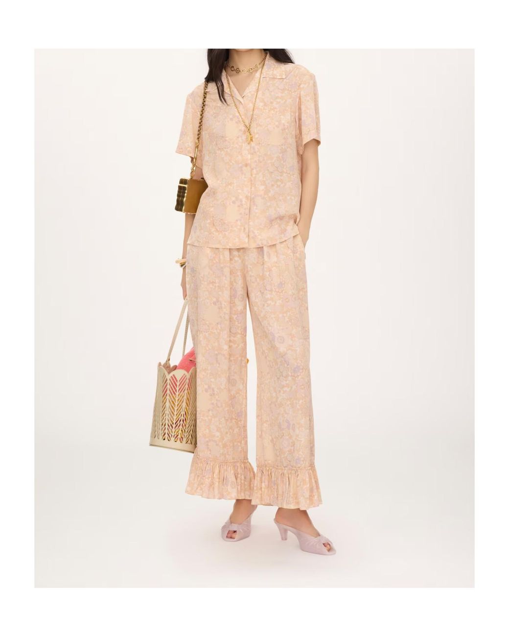 Chloé Natural Chloé Cropped Fluid Trousers