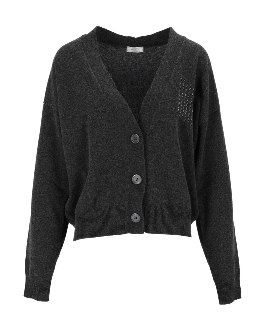 Peserico Black V-Neck Button-Up Cardigan
