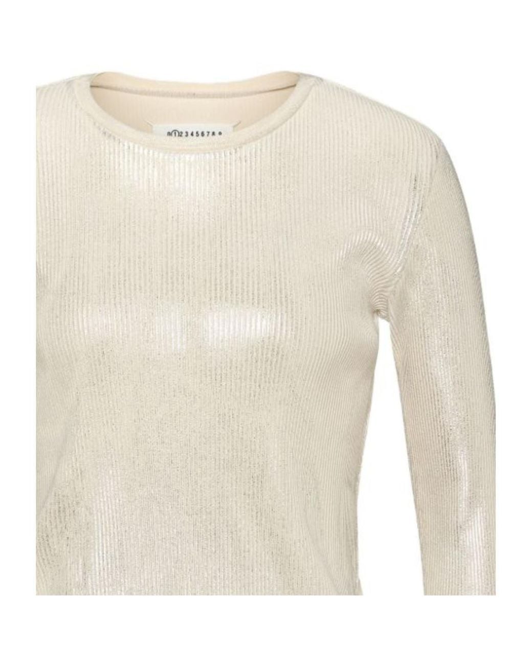 Maison Margiela White Print Long-Sleeve Top