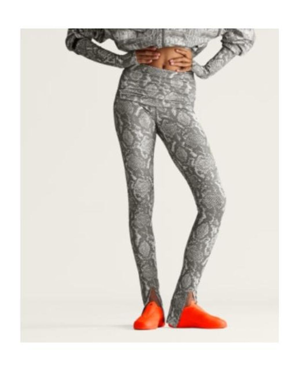 Adidas By Stella McCartney Gray Printed Training Rolltop Splitcuff Leggings
