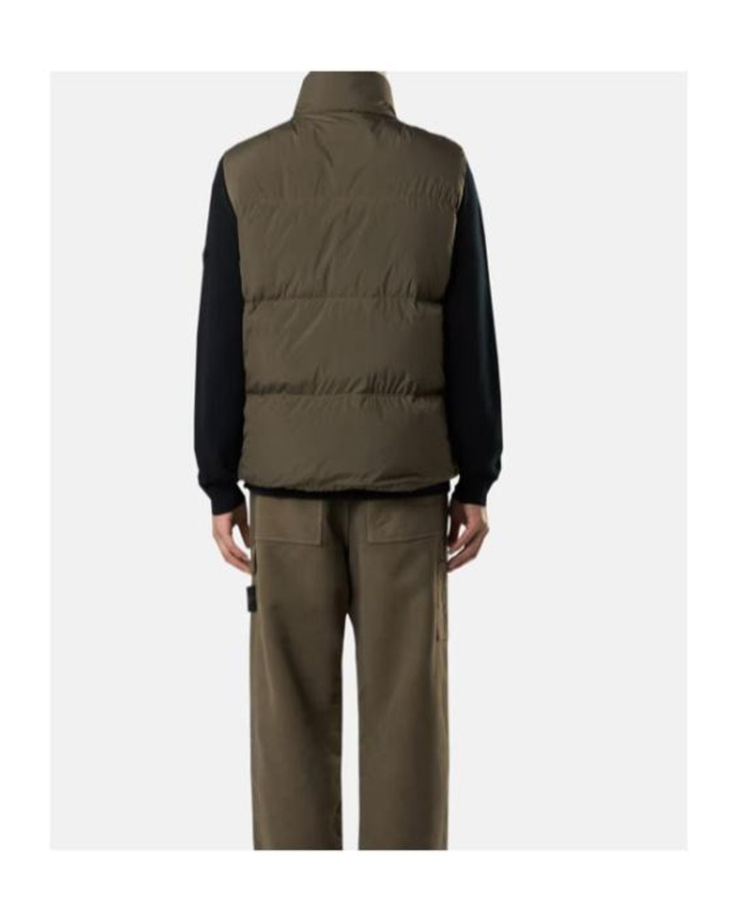 Stone Island Green Logo Patch High Neck Gilet for men