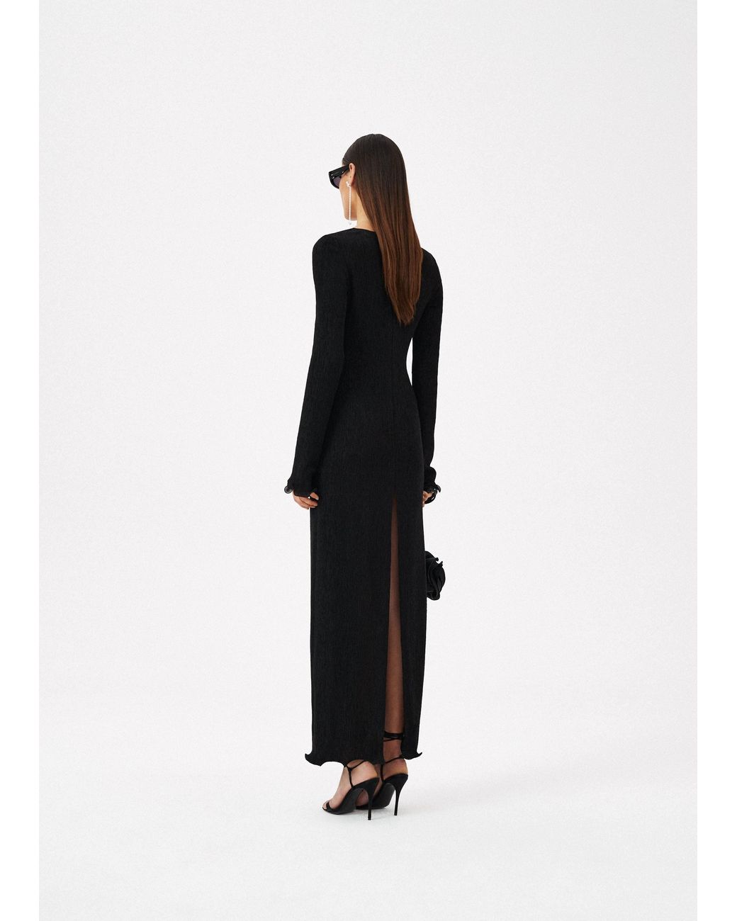 Magda Butrym Black Long-Sleeved Crepe Beach Maxi Dress