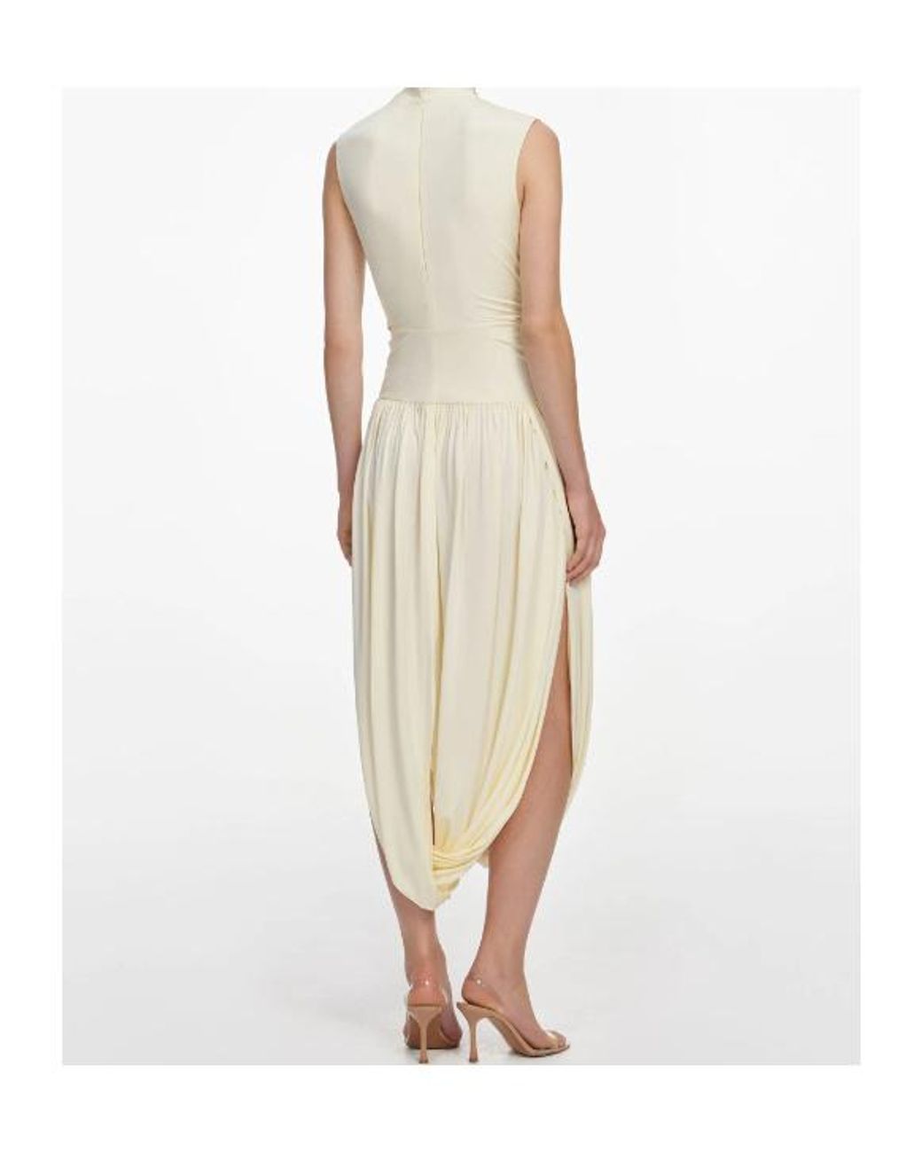 Self-Portrait Natural Draped Jersey Midi Dress