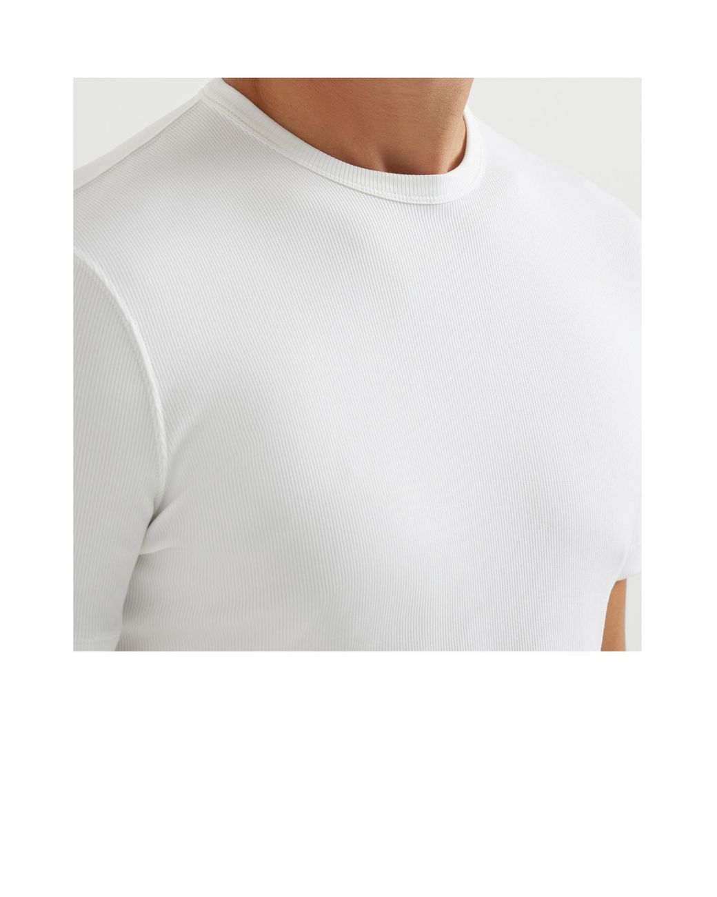 Brunello Cucinelli White Stretch Cotton And Modal Ribbed Jersey Crew Neck T-Shirt for men
