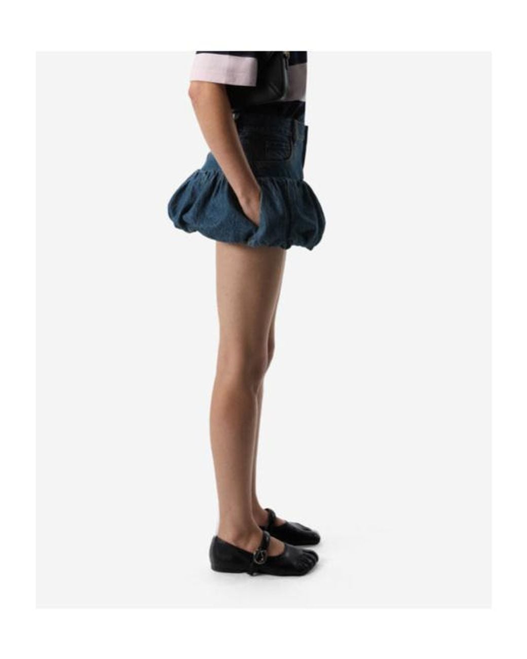Coperni Blue Gathered Hem Denim Mini Skirt