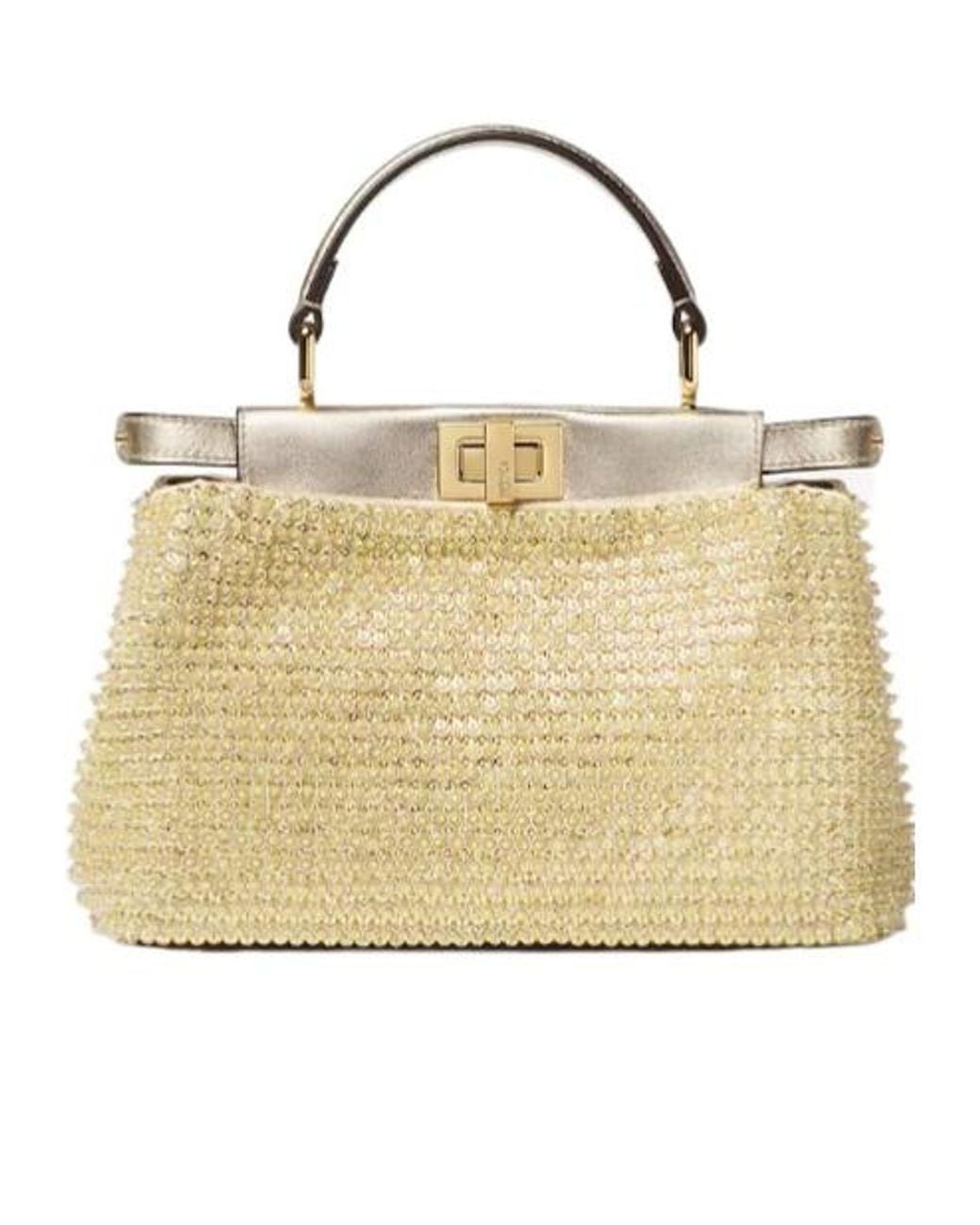 Fendi Metallic Platinum-Coloured Crystal Bag