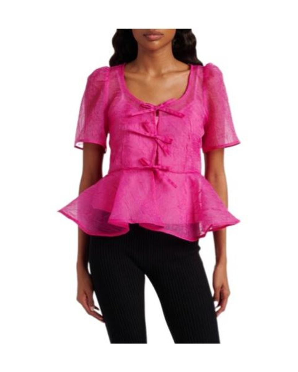 Ganni Pink Short-Sleeved Top