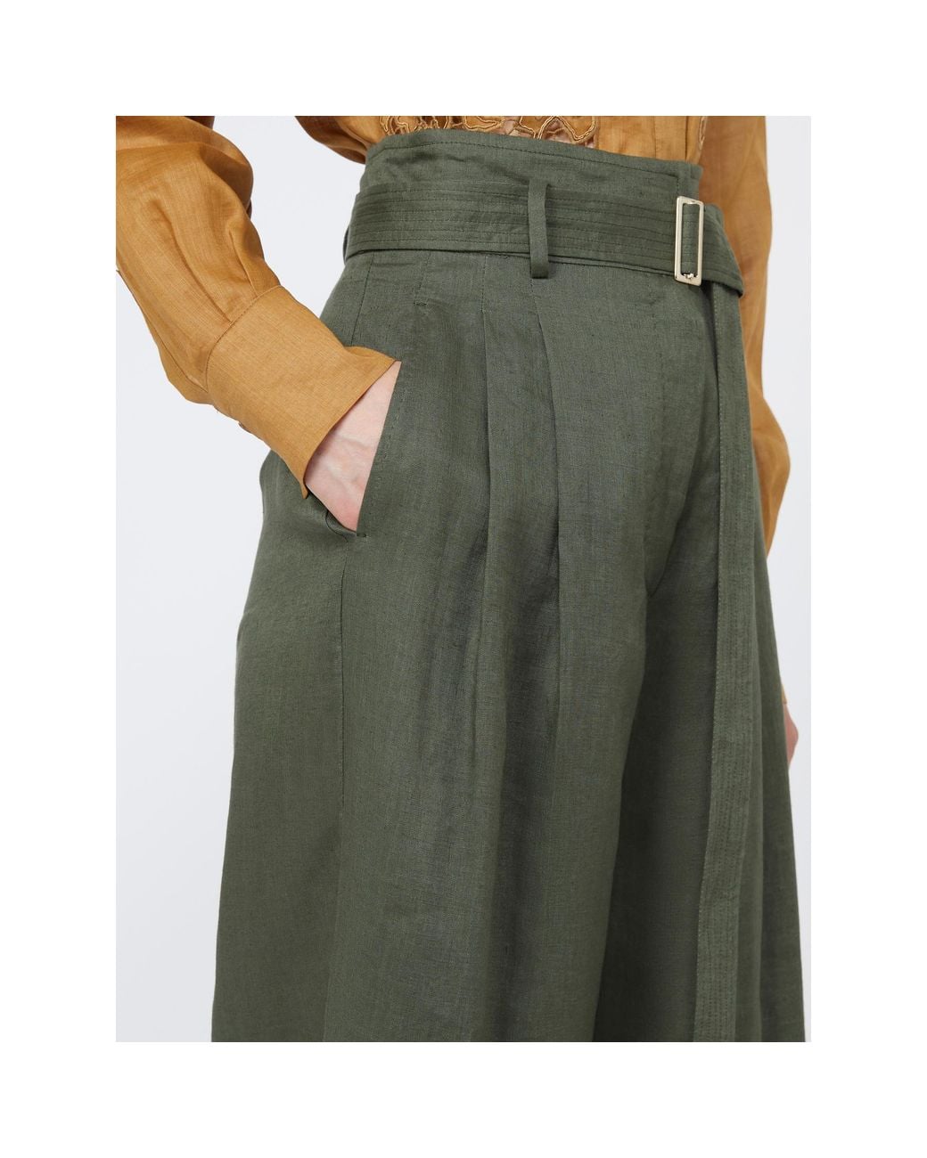 Max Mara Black Studio Materia Belted Wide-Leg Pants