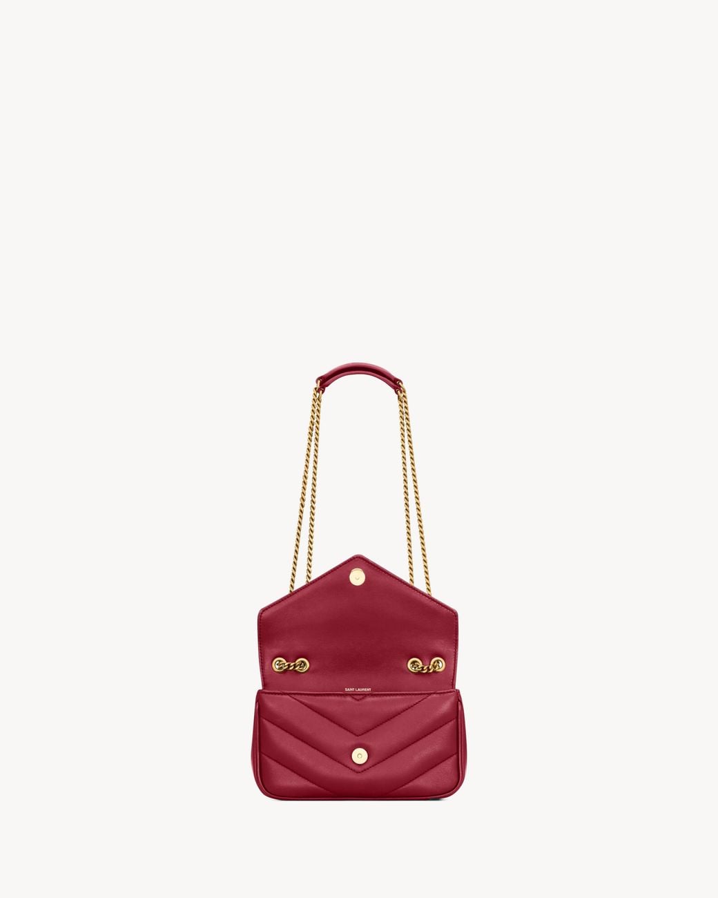 Saint Laurent Red Loulou Foldover Top Mini Shoulder Bag