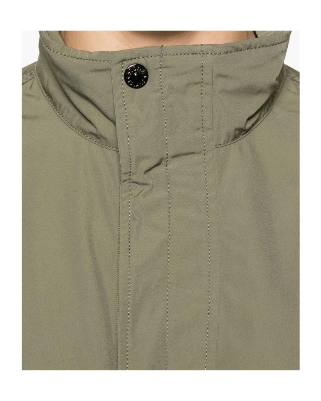 Stone Island Green Logo Patch High Neck Jacket for men
