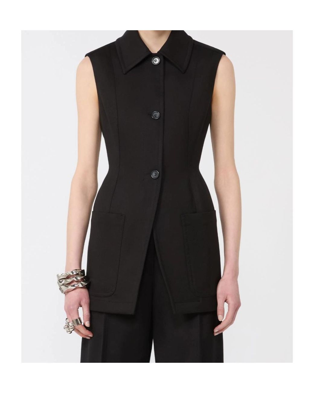 Sportmax Black Spxgabarra Button Sleeveless Gilet