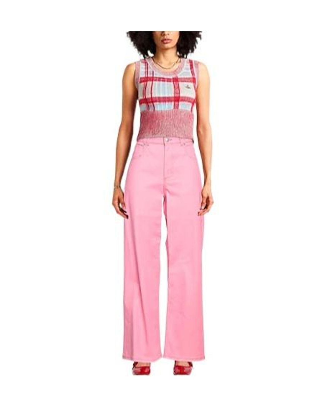 Marni Pink Mid-Rise Denim Wide Leg Pants