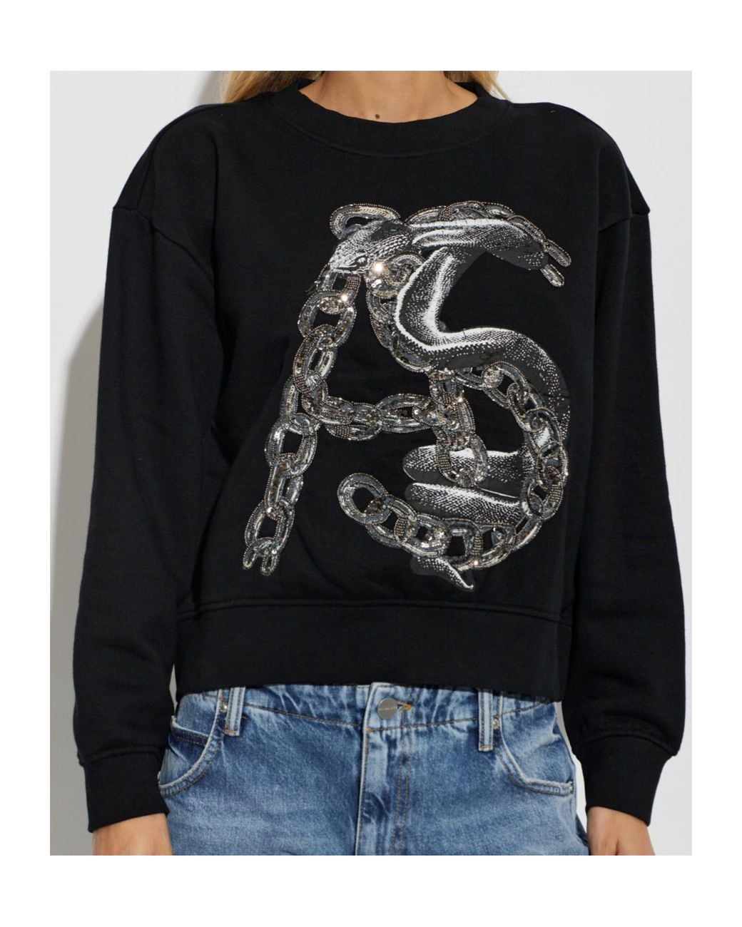 AllSaints Black Linx Pippa Embellished Sweatshirt