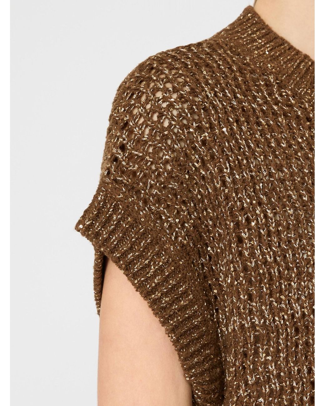Max Mara Brown Openwork Top