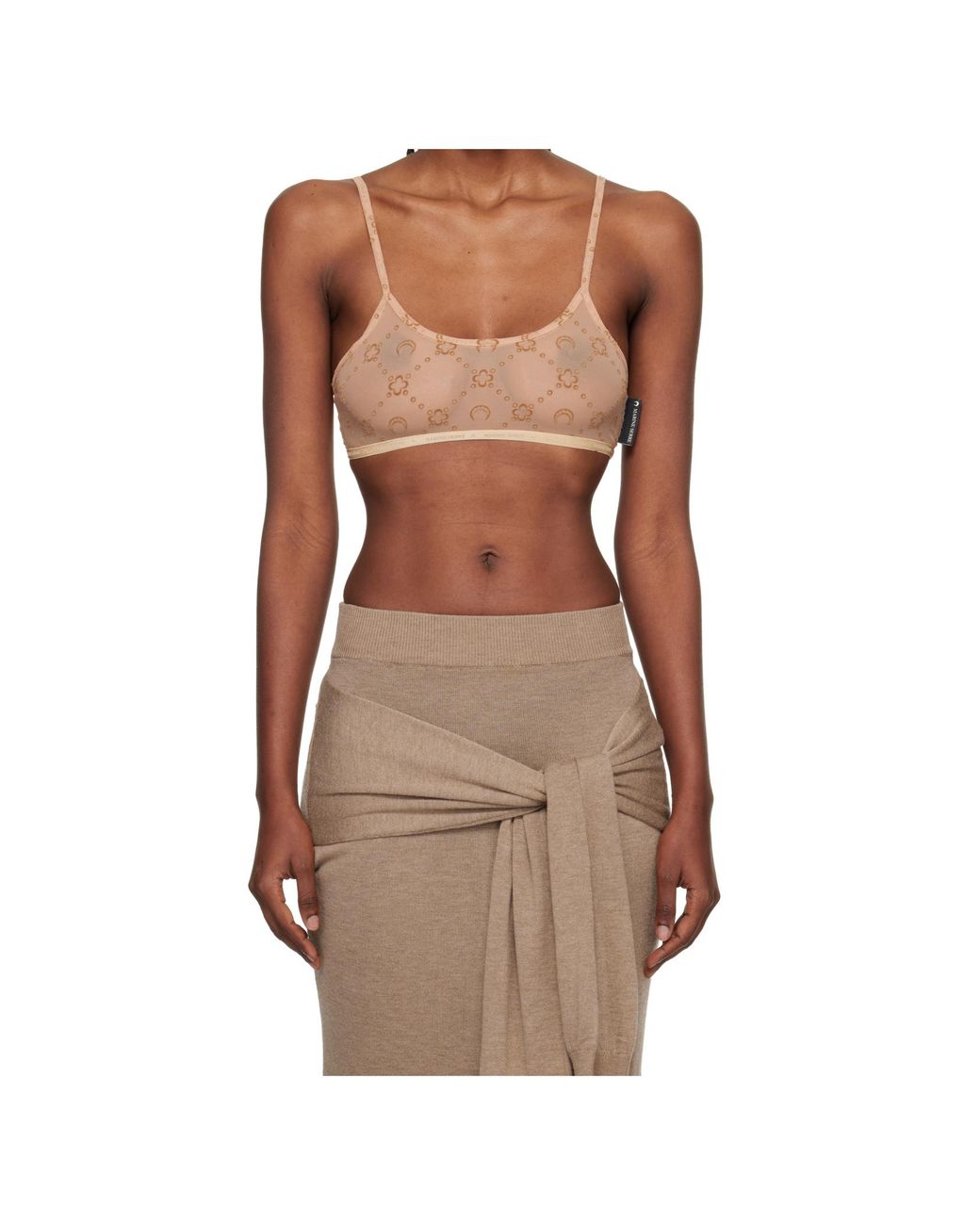 MARINE SERRE Brown Transparent Elastic Mesh French Bra