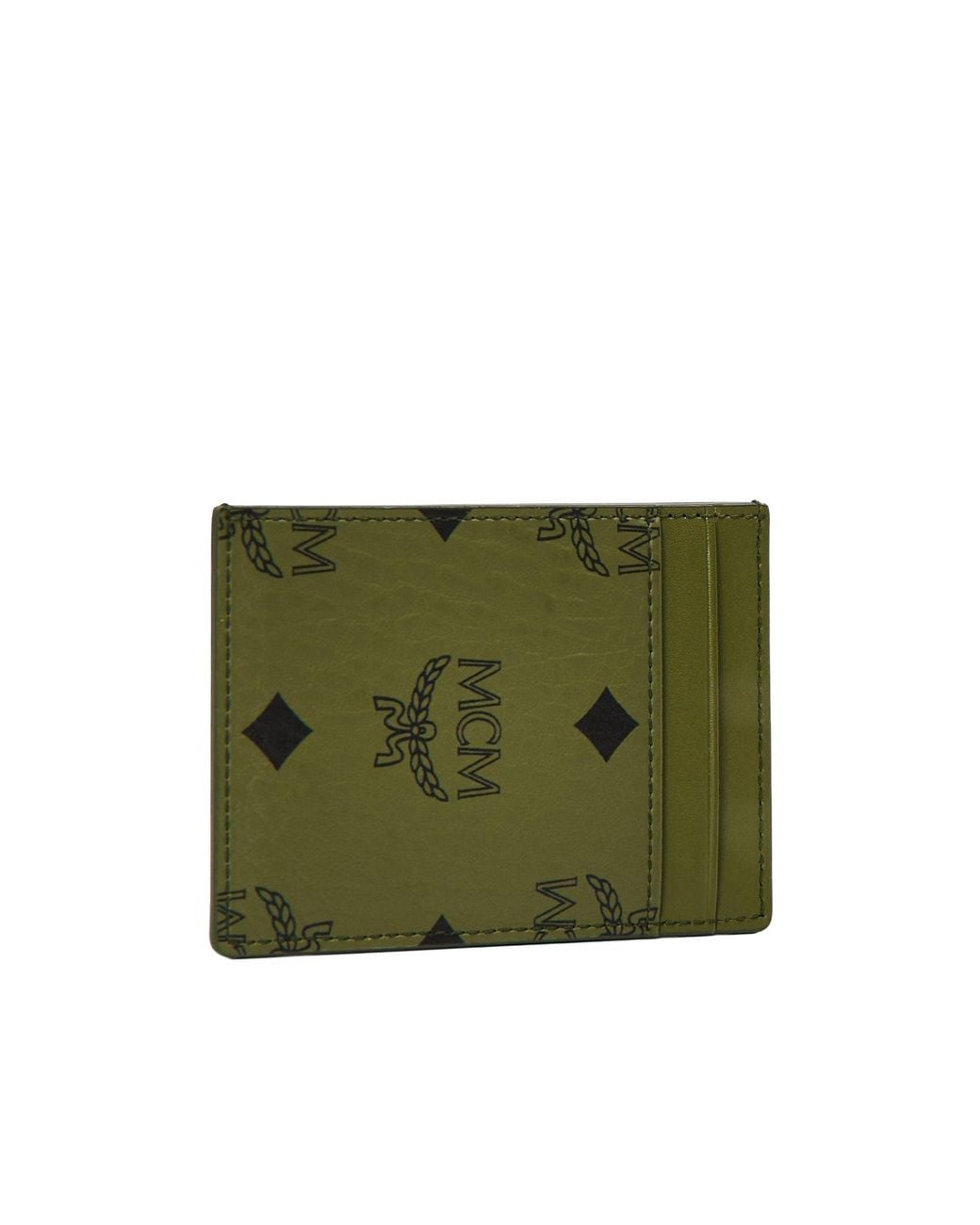 MCM Green Signature Print Card Holder for men
